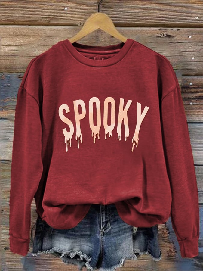 Women's Retro Halloween Creepy Cute Spooky Printed Sweatshirt