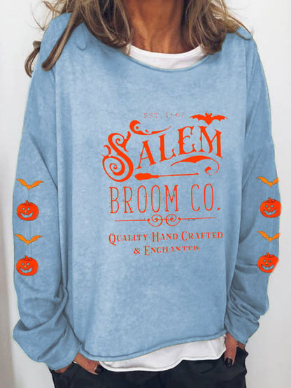 Women's Halloween Salem Broom Co Casual Long-Sleeve T-Shirt