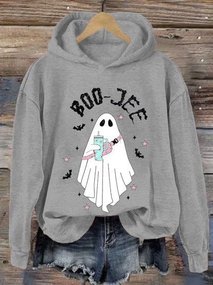 Women's Halloween Boo Jee  Cute Ghost Casual Hoodie