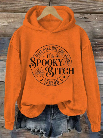 Women's Halloween Move Over Hot Girl Summer It's Spooky Bitch Season Print Casual Hoodie