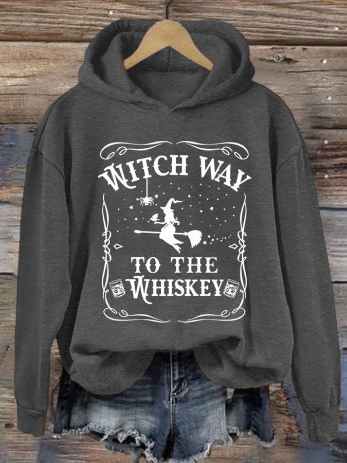 Women's Halloween Witch Way To The Whiskey Hoodie