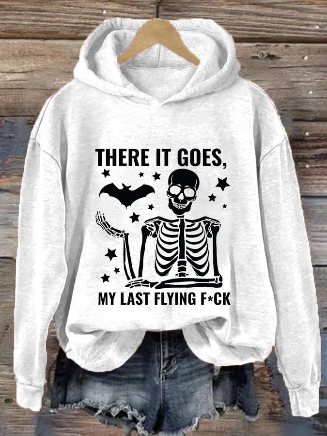 Women's Halloween There It Goes My Last Flying F*ck Print Casual Hooded Sweatshirt