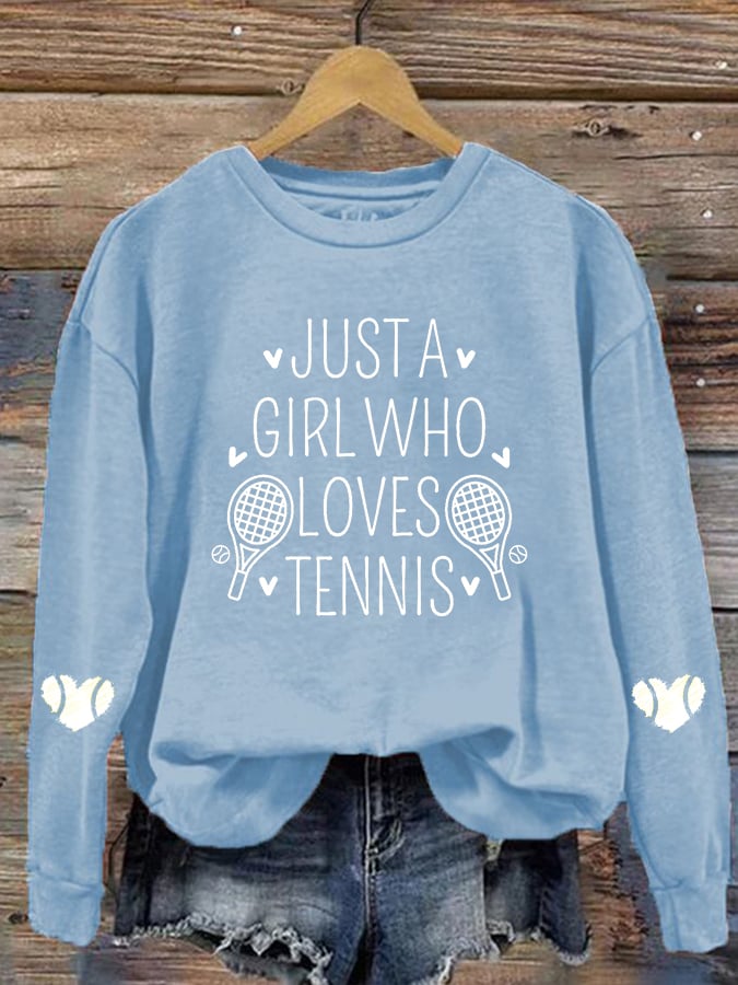 Women's "Just A Girl Who Loves Tennis" printed sweatshirt