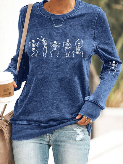 Women's Halloween Dancing Skeleton Casual Sweatshirt