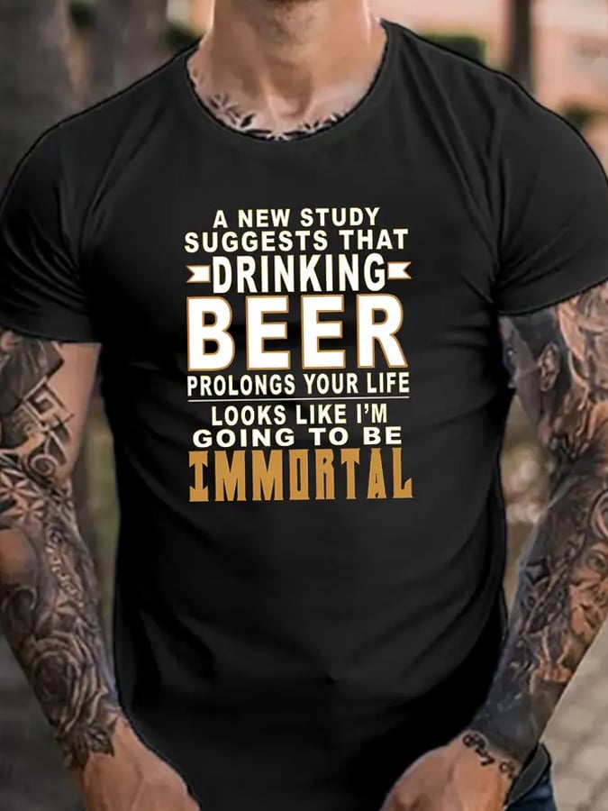 Men's Oktoberfest Beer Printed 100% Cotton Short Sleeve T-Shirt