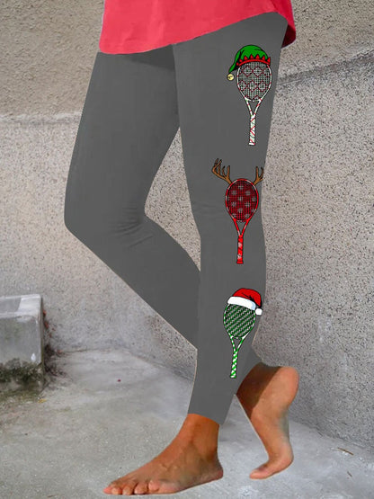 Women's Christmas Tennis Racket Print Leggings
