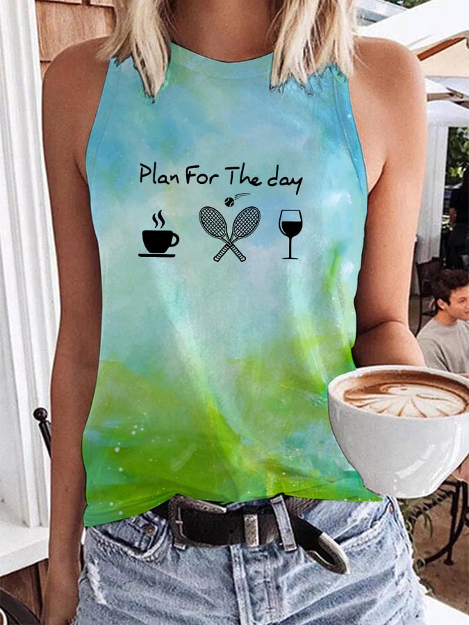 Women's plan for the day tennis print vest