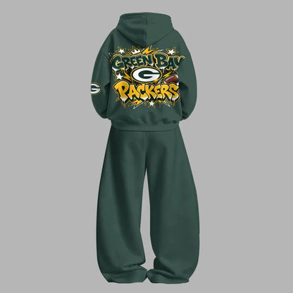 Green Bay Packers Vintage Plush Hoodie set| NFL