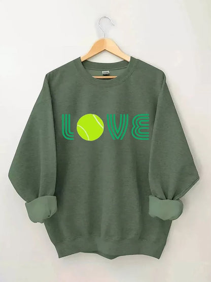 Women's Tennis Love Tennis Print Crewneck Sweatshirt