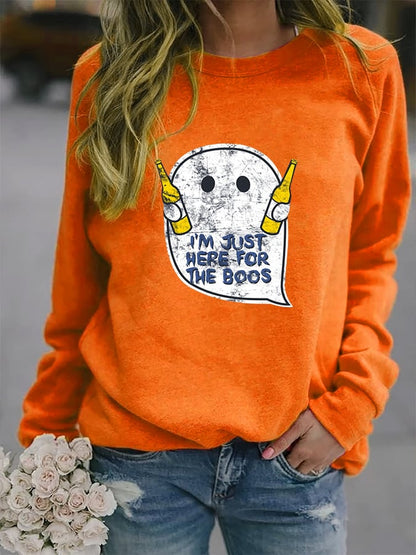 Women's "I'm just here for the boos" printed casual sweatshirt