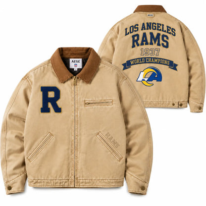 UNISEX LOS ANGELES RAMS VINTAGE TAN CANVAS WORKWEAR JACKET | AEGE