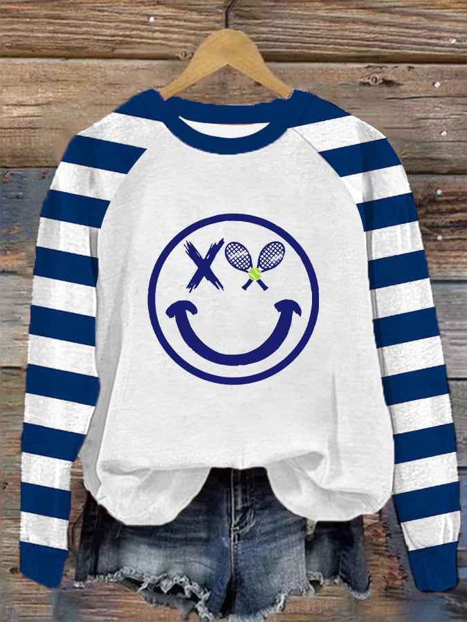 Women's Tennis Smile Face Casual Sweatshirt