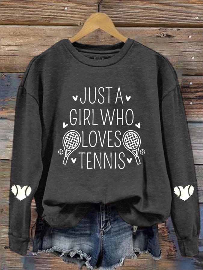 Women's "Just A Girl Who Loves Tennis" printed sweatshirt