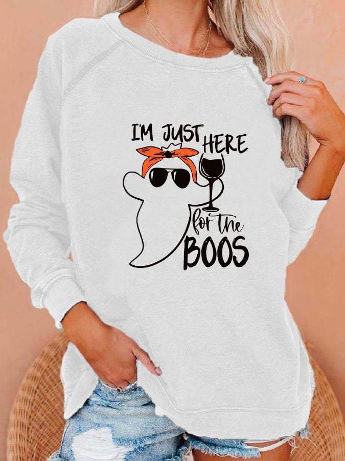 Women's "I'm just here for the boos" printed casual sweatshirt