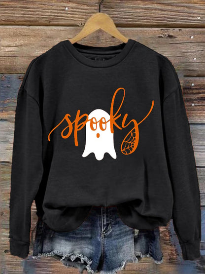 Women's Funny Halloween Spooky Season Printed Sweatshirt