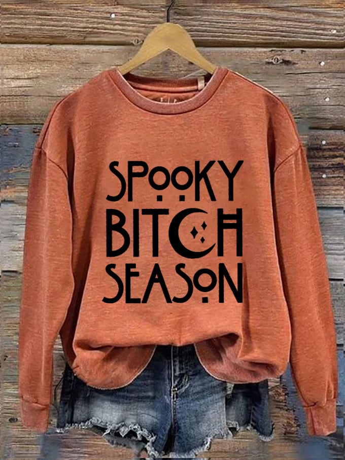 Women's Halloween Spooky B*tch Season Printed Sweatshirt