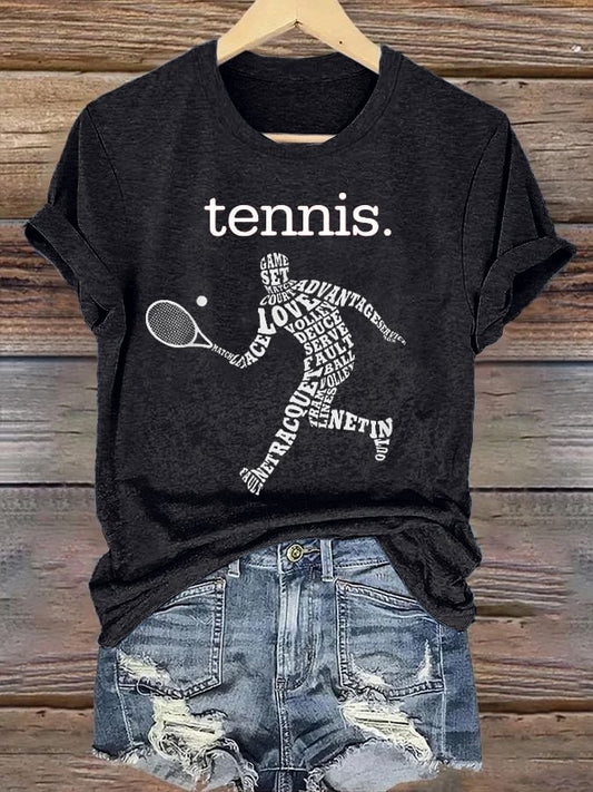 Women's Tennis Print Casual T-Shirt