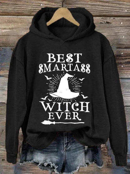 Women's Halloween Best Smartass Witch Ever Print Hoodie