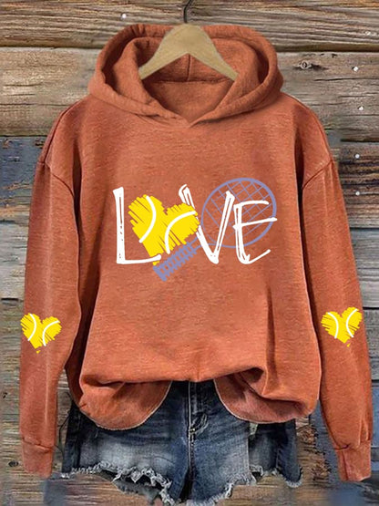 Women's Love Tennis Casual Hoodie