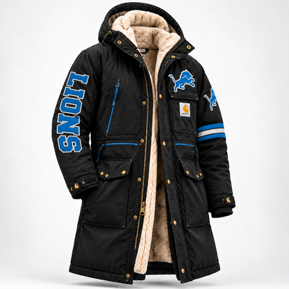 UNISEX DETROIT LIONS SHERPA LINED WINTER PARKA JACKET