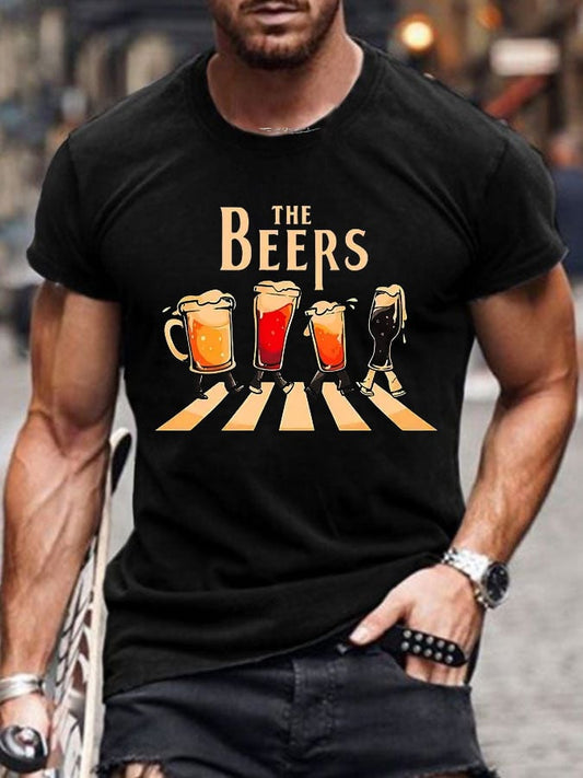 Men's Oktoberfest Beer Printed 100% Cotton Short Sleeve T-Shirt