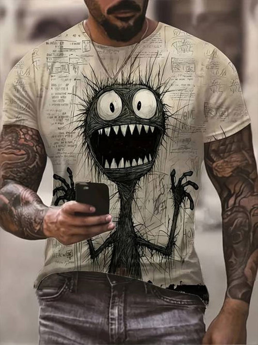 Men's Halloween Monster Print Casual T-Shirt