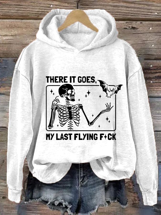 Women's Halloween There It Goes My Last Flying F*ck  Casual Hooded Sweatshirt