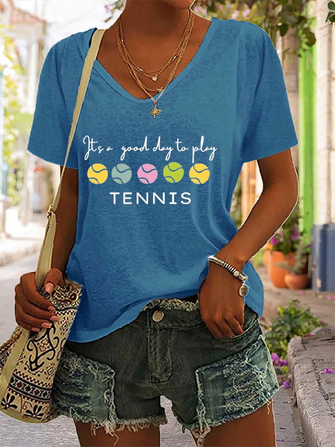 Women's It'S A Good Day To Play Tennis T-Shirt