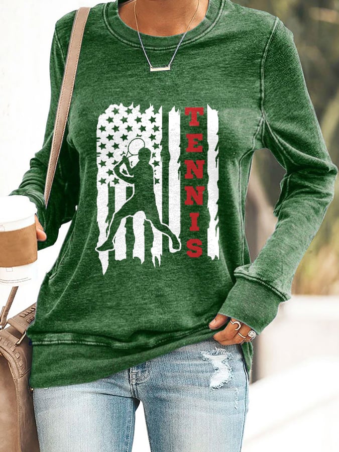 Women'S Tennis Flag Printed Sweatshirt