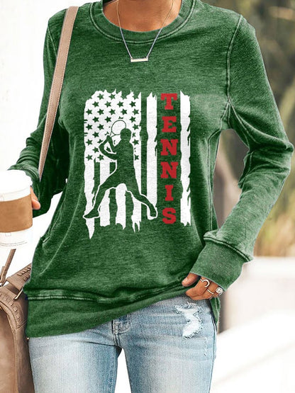 Women'S Tennis Flag Printed Sweatshirt