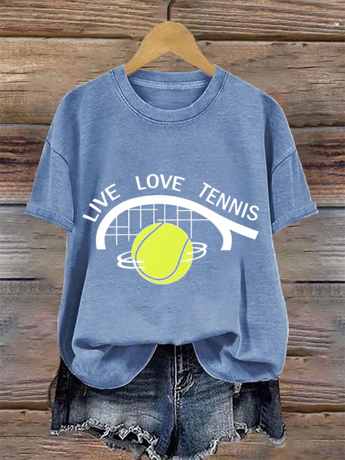 Women's Tennis Printed Round-Neck Casual T-Shirt