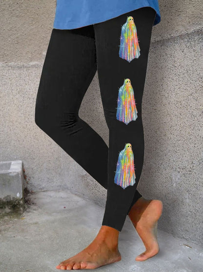 Women's Halloween Rainbow Ghost Print Leggings