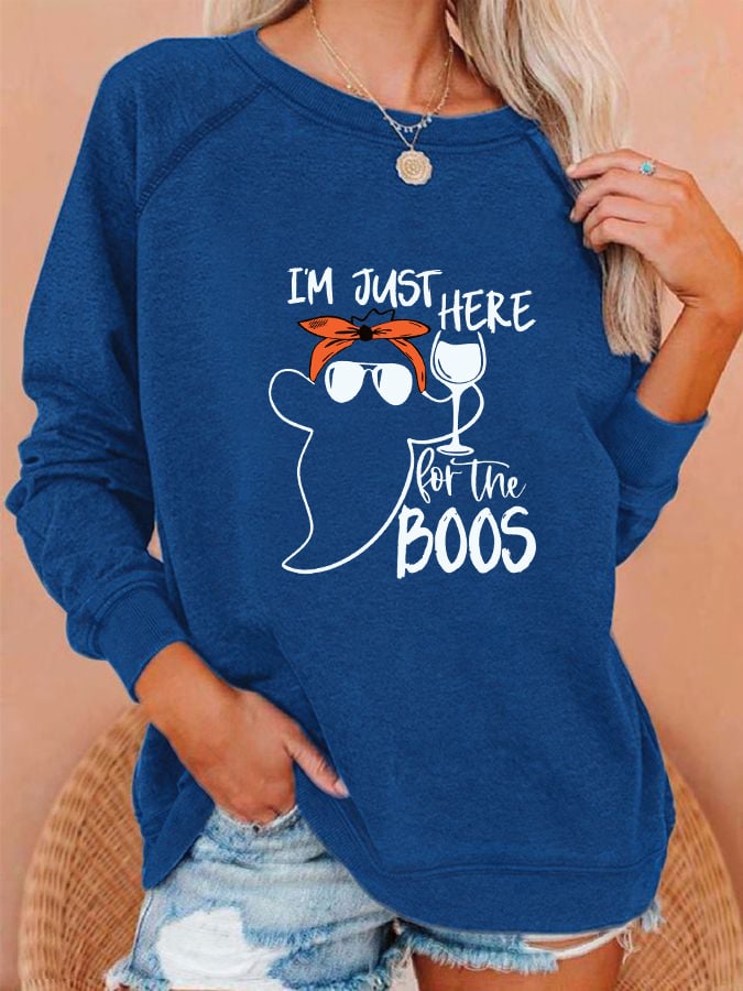 Women's "I'm just here for the boos" printed casual sweatshirt