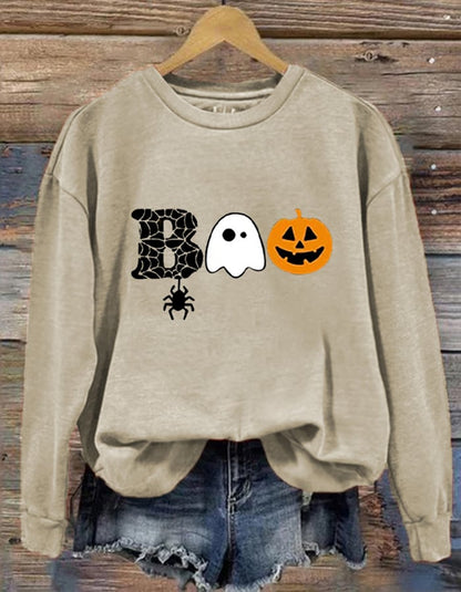 Women's  Halloween Boo Print Sweatshirt