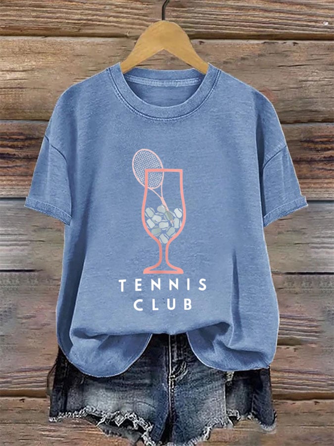 Women's Tennis Printed Round-Neck Casual T-Shirt