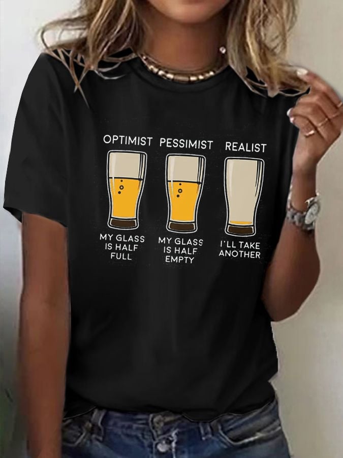 WOMen's Oktoberfest Beer Printed 100% Cotton Short Sleeve T-Shirt