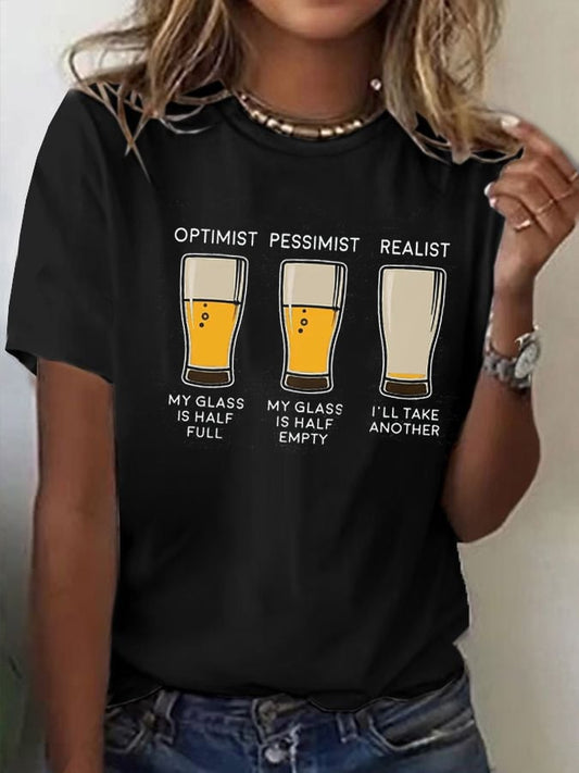 WOMen's Oktoberfest Beer Printed 100% Cotton Short Sleeve T-Shirt