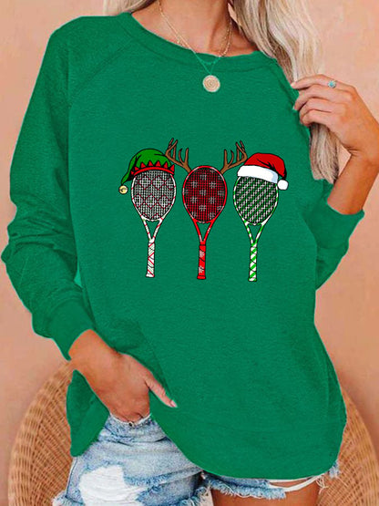 Women's Christmas Tennis Racket Print Sweatshirt