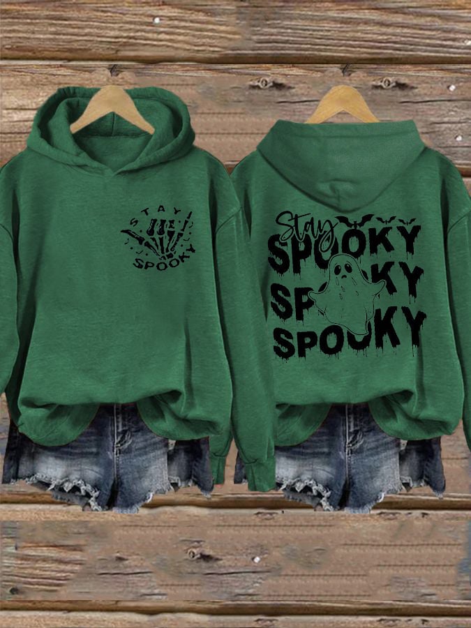 Women's  Halloween Stay Spooky Ghost Printed Casual Hoodie