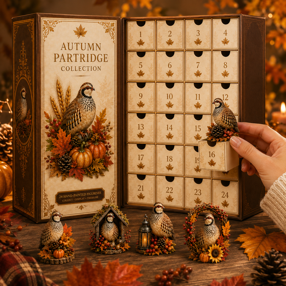 24-Day Partridge Advent Calendar | Hand-Painted Figurine Countdown Gift