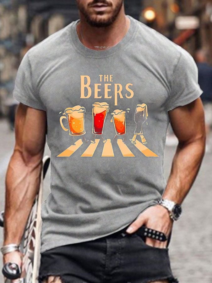 Men's Oktoberfest Beer Printed 100% Cotton Short Sleeve T-Shirt