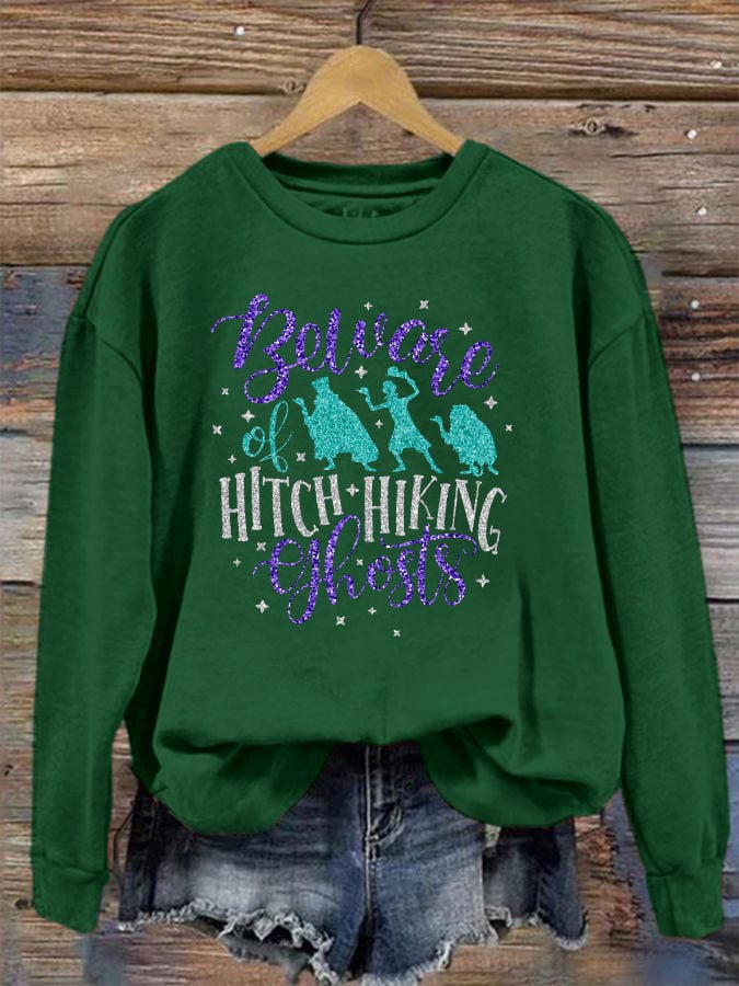 Women's Halloween Ghosts Print Sweatshirt