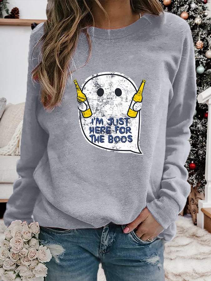 Women's "I'm just here for the boos" printed casual sweatshirt