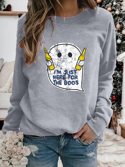 Women's "I'm just here for the boos" printed casual sweatshirt