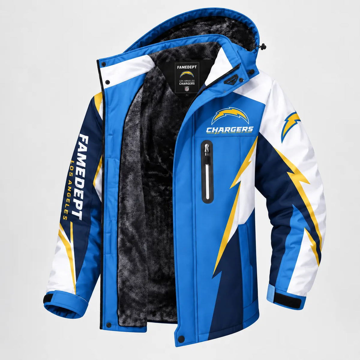 AEGE LOS ANGELES CHARGERS TEAM LOGO FOOTBALL GRAPHIC FLEECE LINED HOODED JACKET