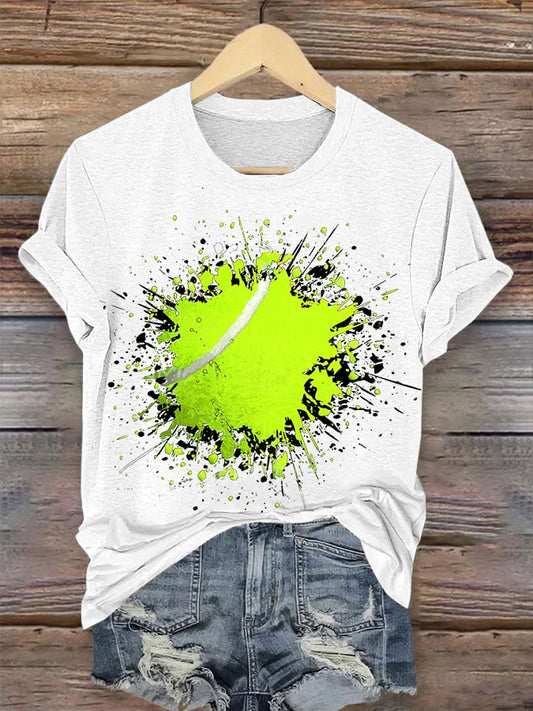 Women's Tennis Print Crew Neck T-Shirt