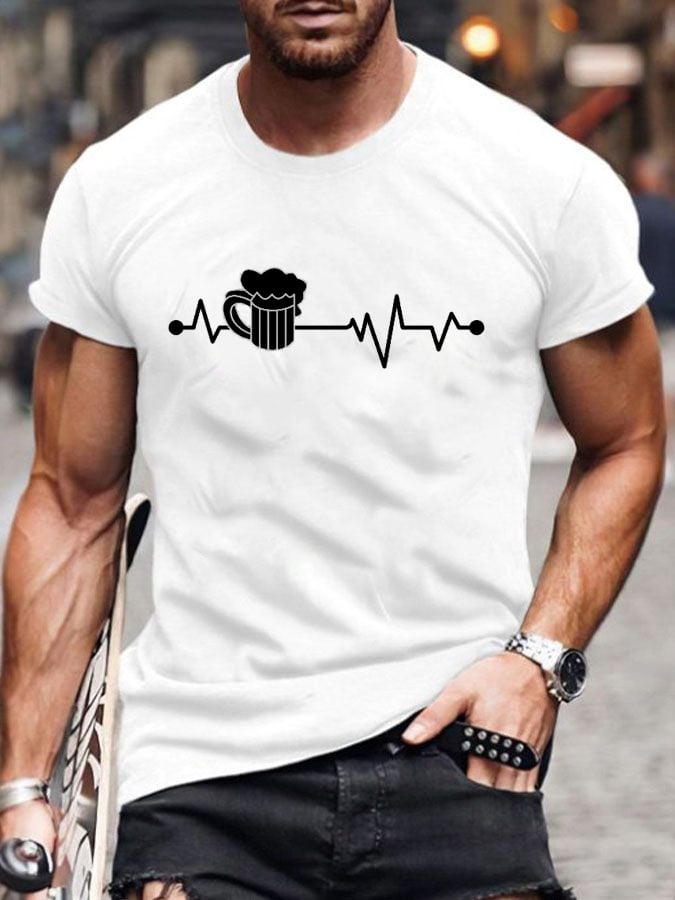Men's Oktoberfest Beer Printed 100% Cotton Short Sleeve T-Shirt