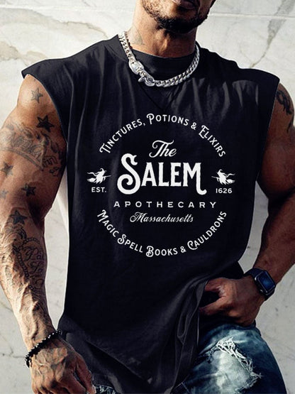 Men's Salem Massachusetts Happy Halloween Witch Print Tank Top