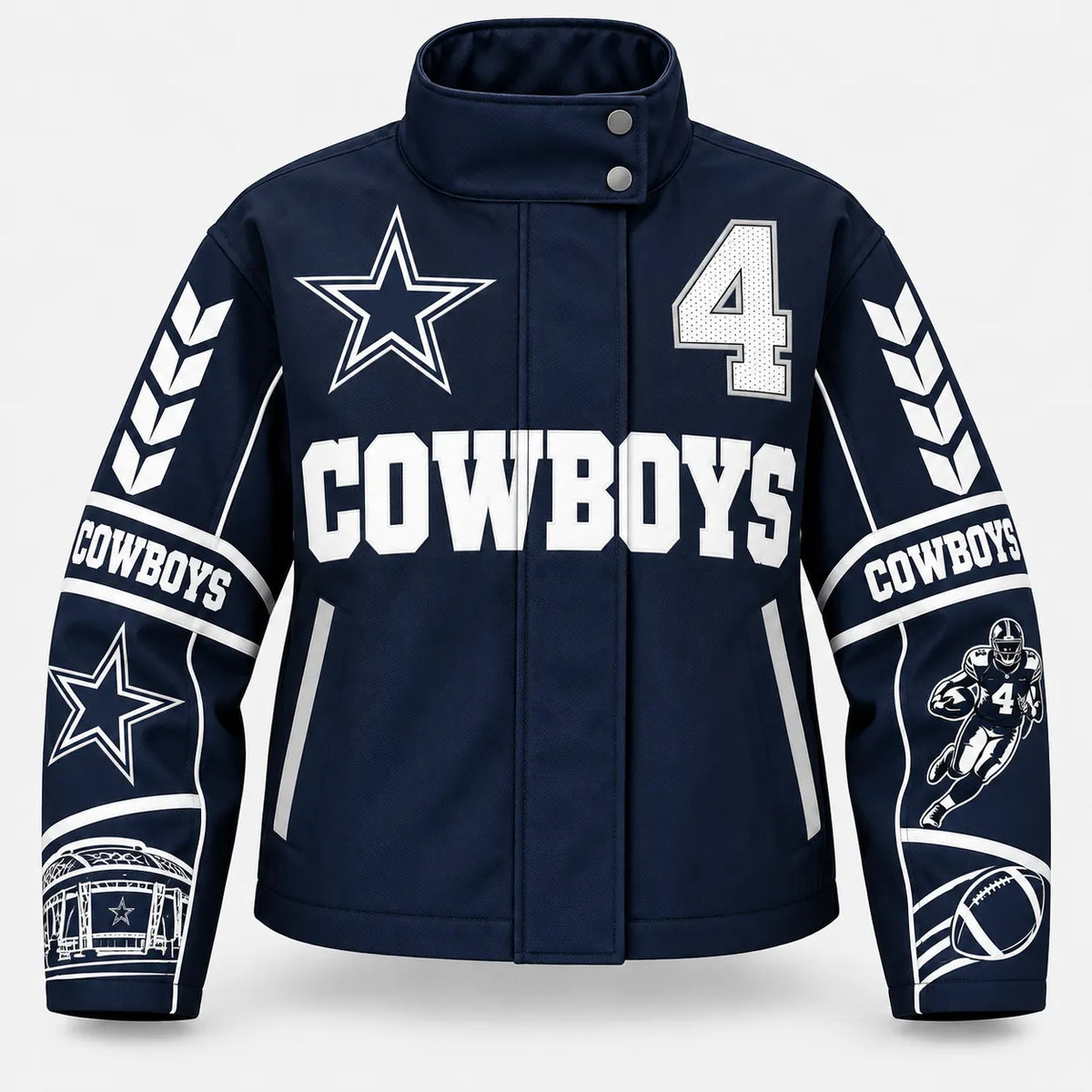 DALLAS COWBOYS TEAM LOGO FOOTBALL GRAPHIC STAND COLLAR JACKET