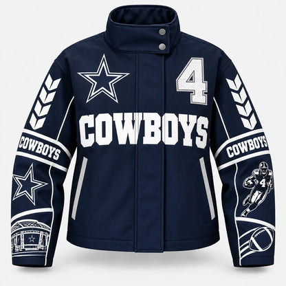 DALLAS COWBOYS TEAM LOGO FOOTBALL GRAPHIC STAND COLLAR JACKET